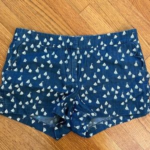 J Crew sailboat chambray shorts 2 scalloped pocket